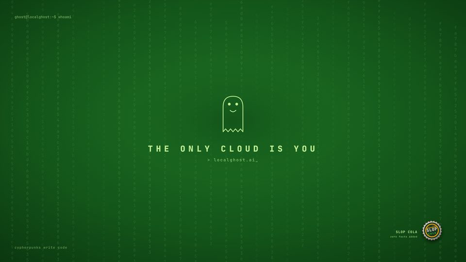 LocalGhost wallpaper, Hash Rain. The cypherpunk one on a green screen.